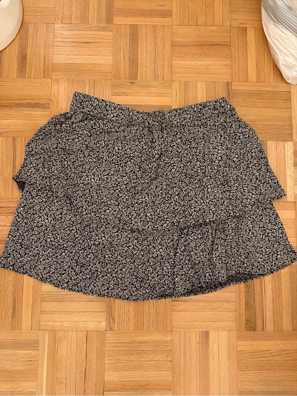 Madewell Black Floral Tiered Mini Skirt